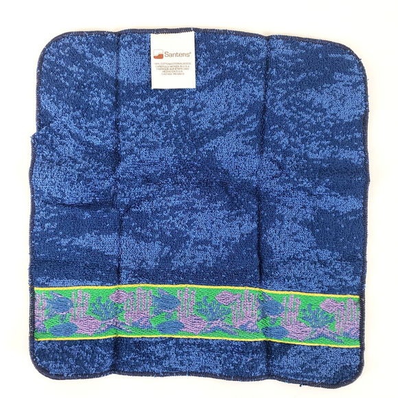(1) Santens Fish Embroidered Blue Bathroom Hand Fingertip Face Decorative Towel - Picture 3 of 6